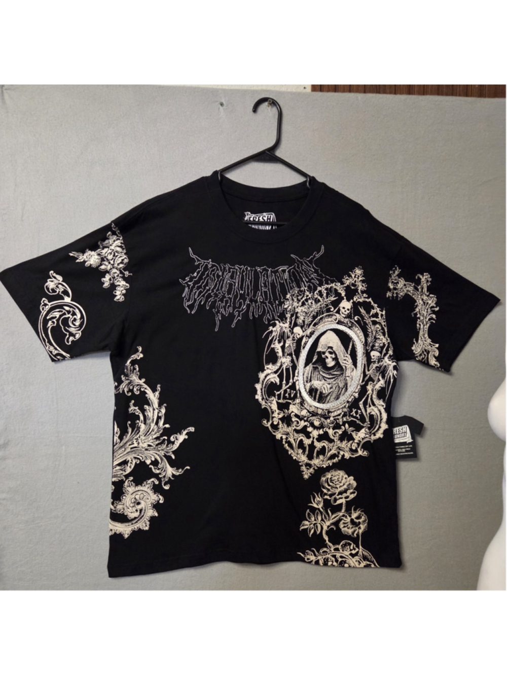 Men's Fresh Laundry Graphic Tee Black White Size L
